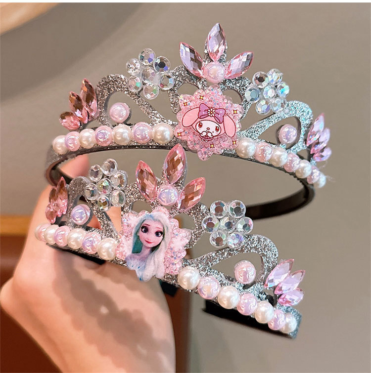 A girl's Frozen headband, Elsa's crown, a children's girl's performance, cartoon Kuromi Melody's crown headwear Specification drawing