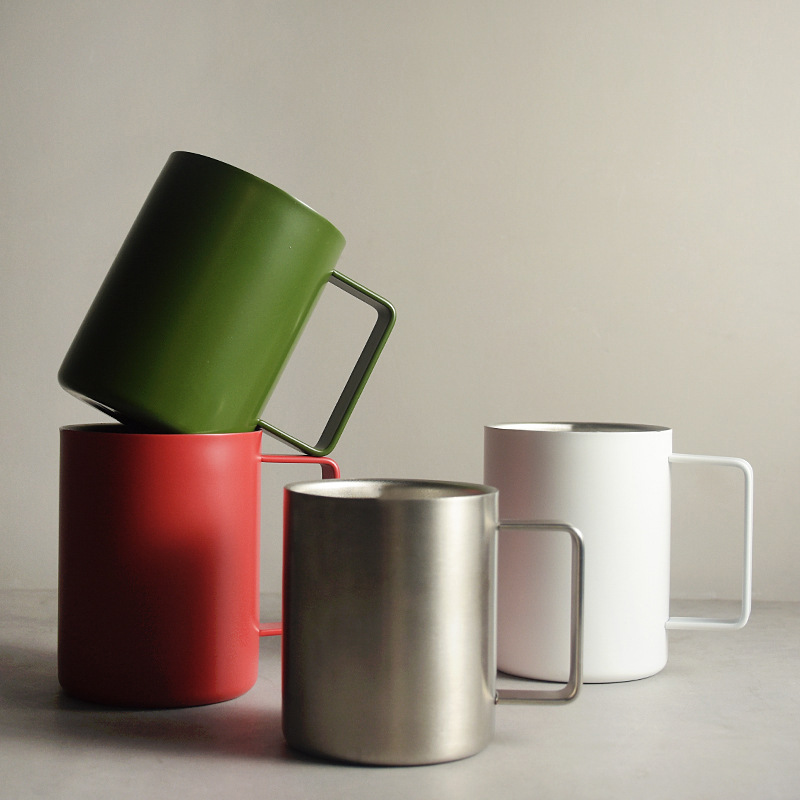 Best-selling double-layer portable cup, thermos cup, ins household straw cup, creative stainless steel cup, coffee cup, water cup details Picture