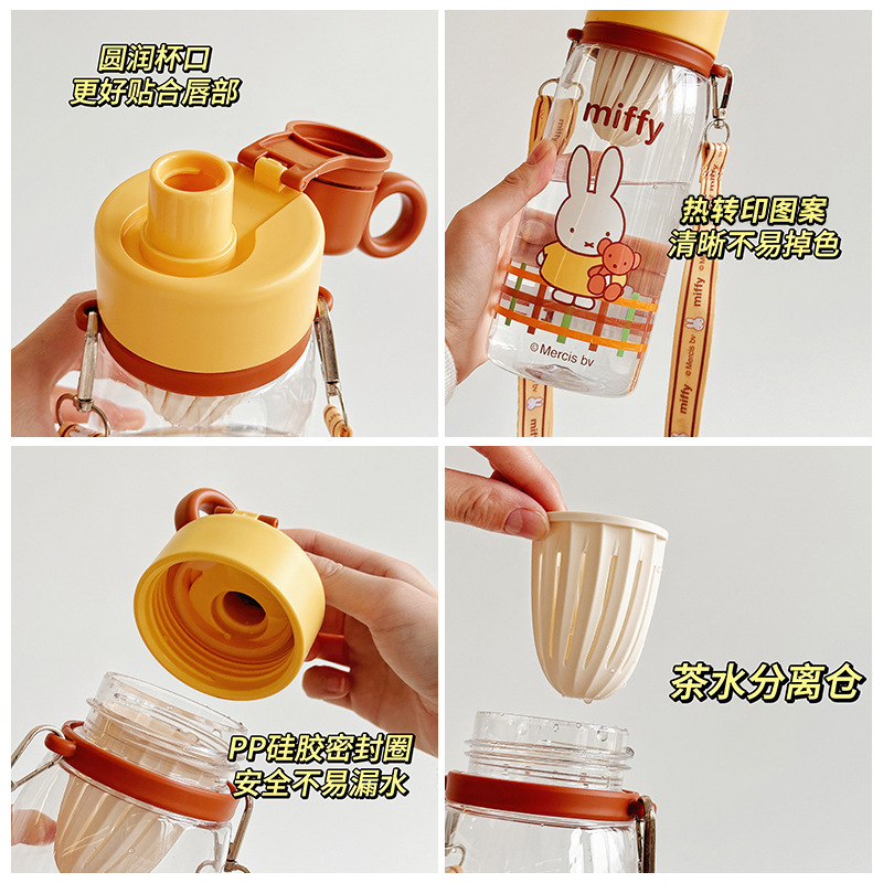 Miffy Shoulder strap direct drinking portable cup Cartoon student tritan Water Cup for school Special portable children's water bottle for going out Application Scenario