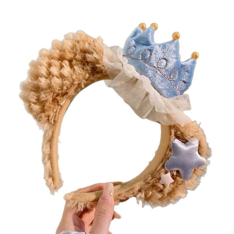 Cute Duffy Bear plush hairband for women, high head hairpin headband, daily wear for taking photos, washing face and pressing hair, headwear accessory Item Picture