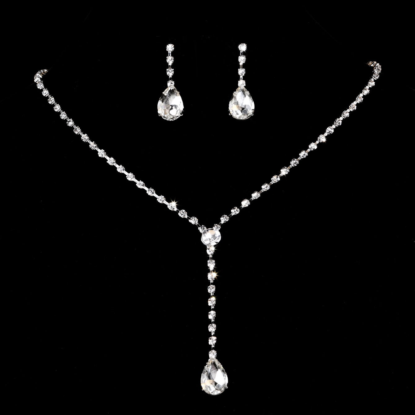 Cross-border exclusive bride necklace set, European and American wedding matching earrings, necklace and jewelry two-piece set manufacturer supply full figure
