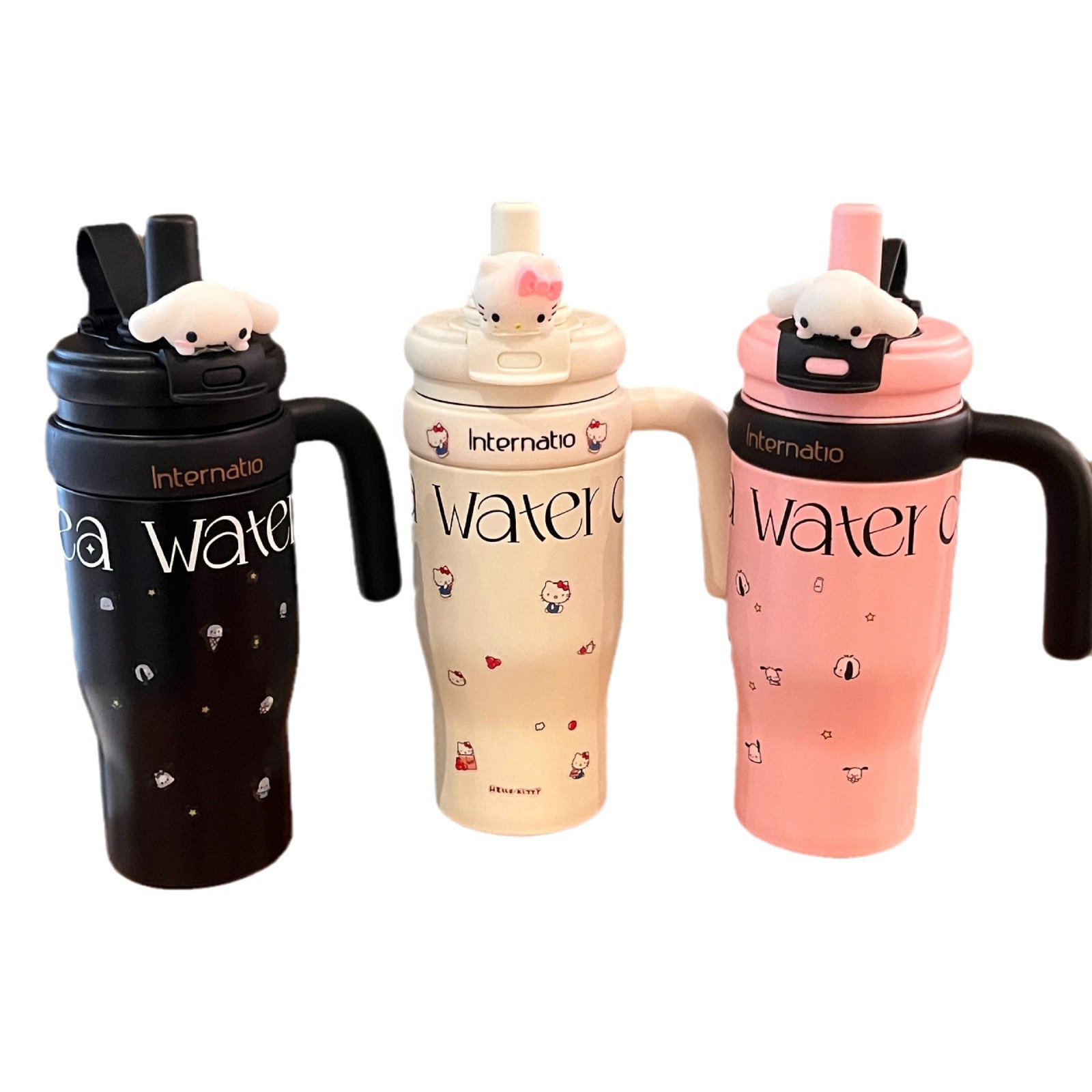 Simple 304 stainless steel insulated cup, large-capacity coffee cup for men and women, high appearance level, with handle, straw and water cup Item Picture