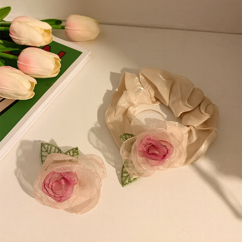 Dried rose hairpin, floral, forest-style, fairy-like beauty, super fairy-like organza bangs, side hair accessory, hairpin spring full figure