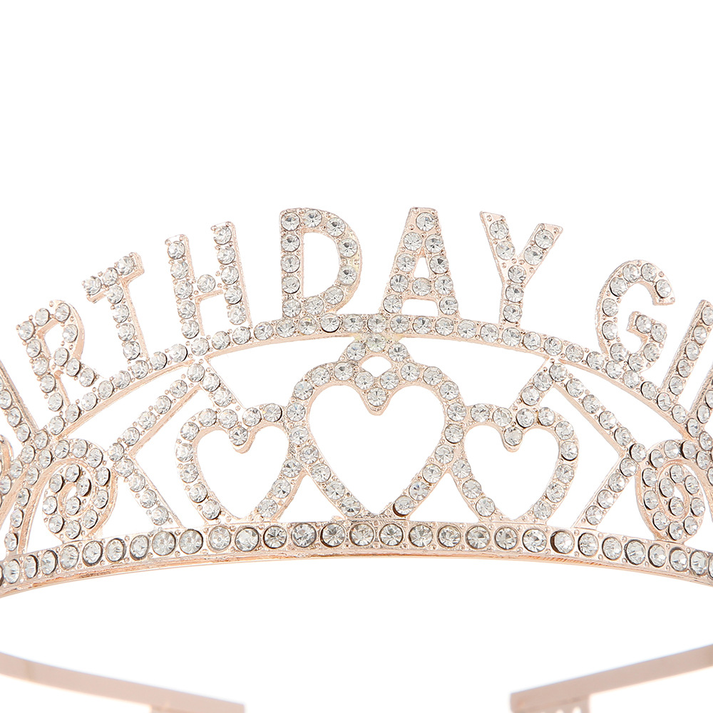 Cross-border birthday party crown headband decoration, "Happy Birthday" letter water diamond headband headband, party outfit headband Item Picture