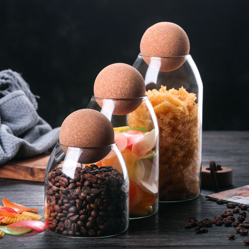 Cork ball stopper storage tank, glass sealed tank, storage tank for grains and cereals, cork stopper tea tank manufacturer details Picture