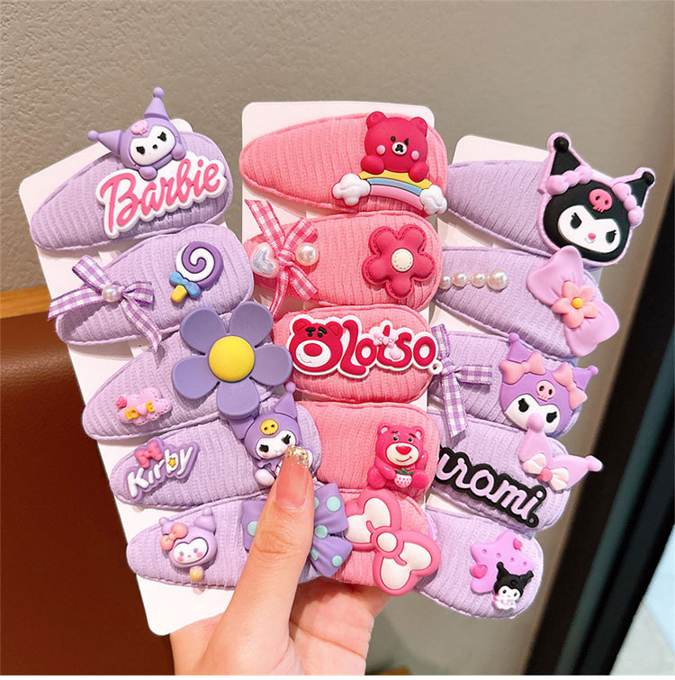 Cartoon children's hairpin 2024 New style Kulomi Baby bb hairpin Hair accessory Headwear Girls' broken hair won't damage hair clip full figure