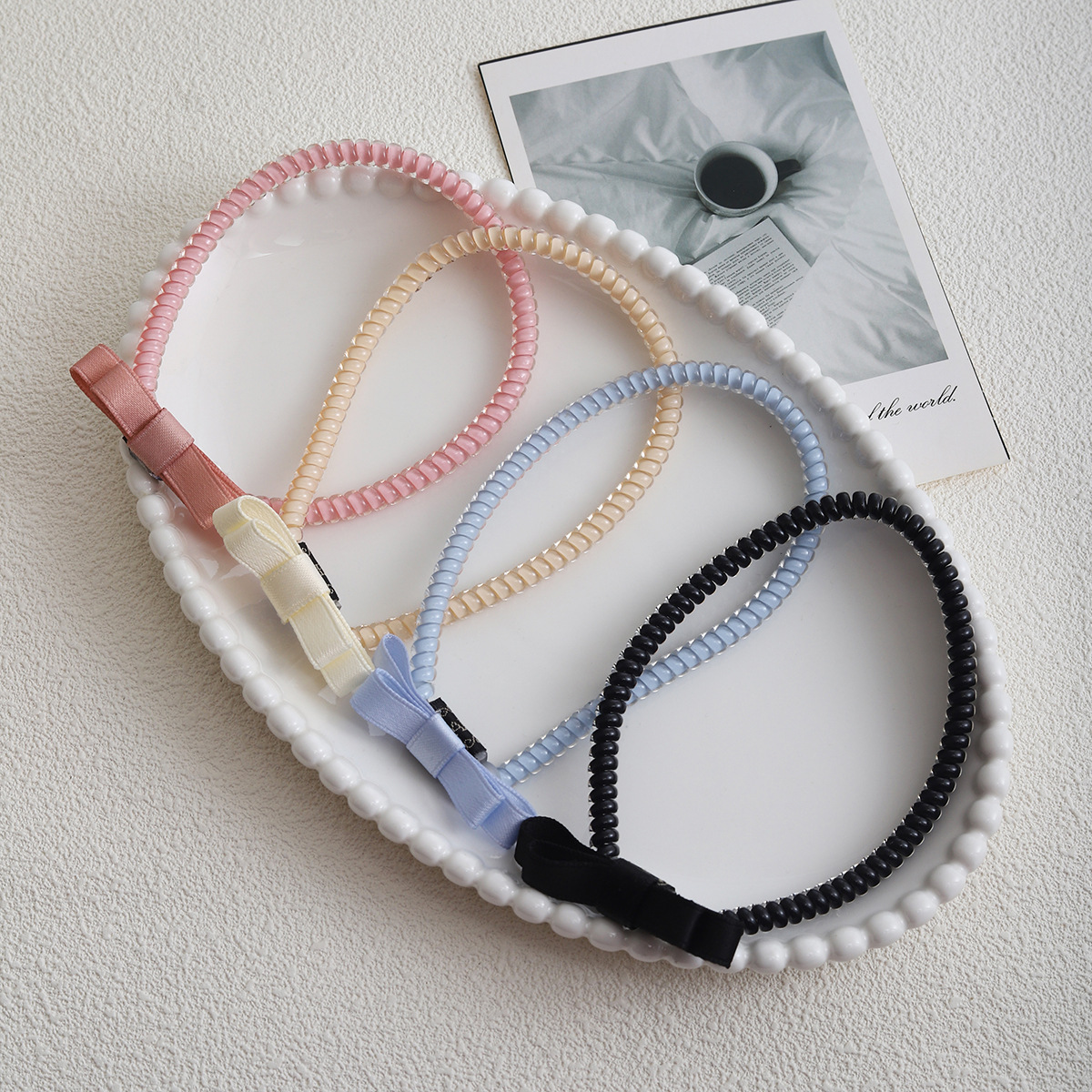 Telephone line hair tie, hair band, female atmosphere hair band, bow, ponytail hair tie, head rope, bracelet, dual-purpose necklace for tying hair full figure