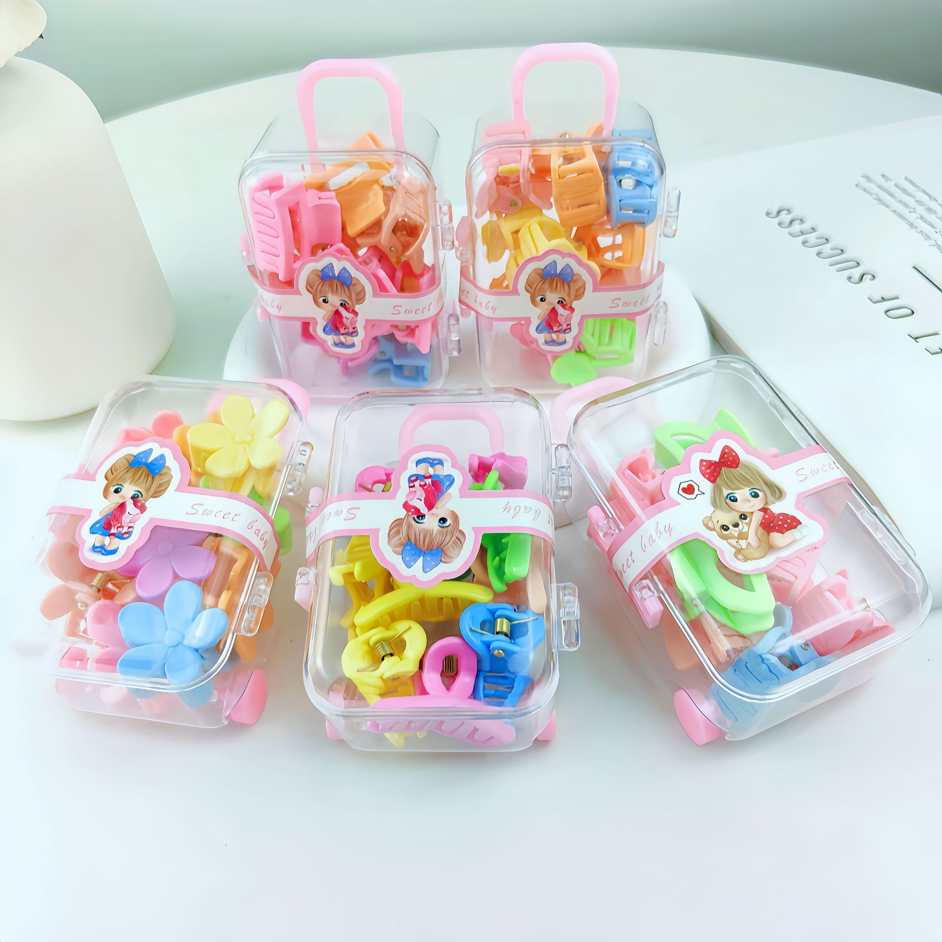 Children's grab box mini pull-out bar, small grab box, candy-colored girl's broken hair clip, cute bangs clip, bow full figure