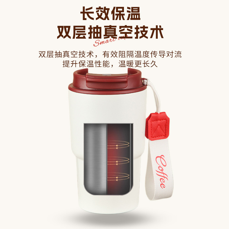 The new 316 stainless steel insulated cup has a high appearance level, comes with a handle for direct drinking, is a portable cup, and features a touch smart temperature-displaying coffee cup details Picture