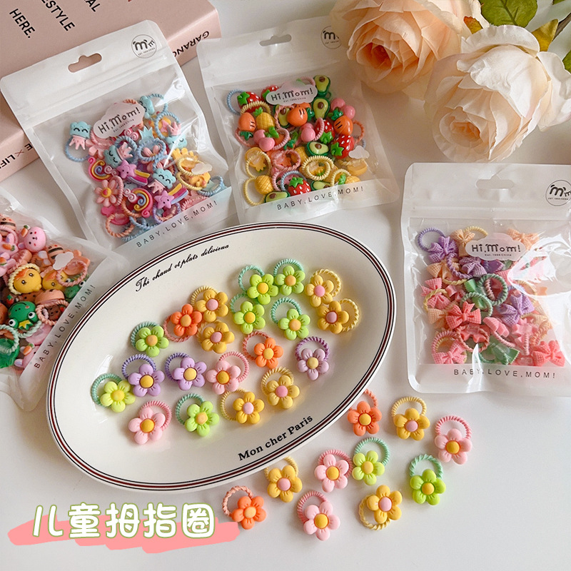 Children's rubber band, Korean candy cartoon thumb ring, hair tie, baby hair accessory, hair tie, no hair damage, hair tie details Picture