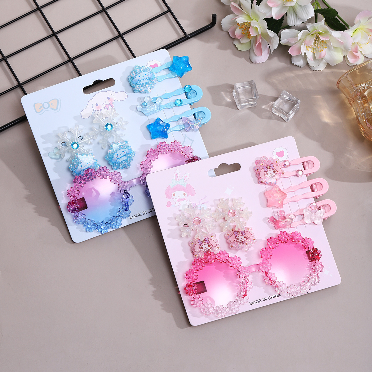 Children's sunglasses, hair accessories, cartoon Culomi hair clips, sun protection glasses, girls' summer new sunshade glasses, hair clips, baby details Picture