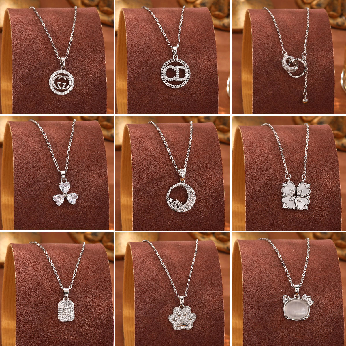 European and American light luxury simple titanium steel necklace for women's fashion light luxury silver copper micro-inlaid pendant full of diamonds high-end collarbone chain full figure