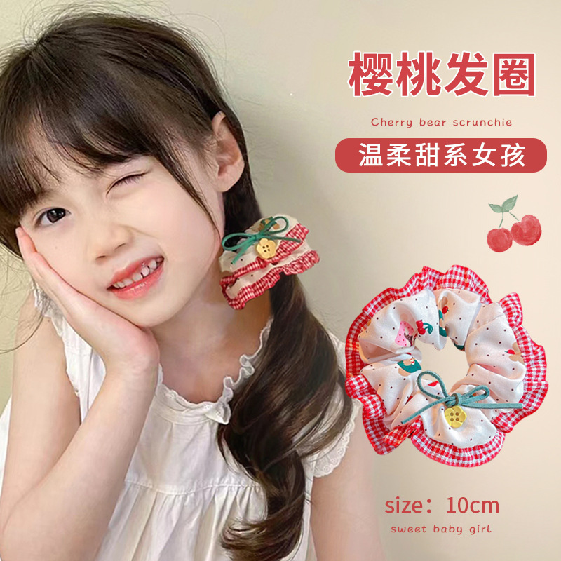 Forest-style lace-trimmed pig intestine hair band for women, 2025 new style hair tie with leather band, summer fat intestine hair band and headwear details Picture