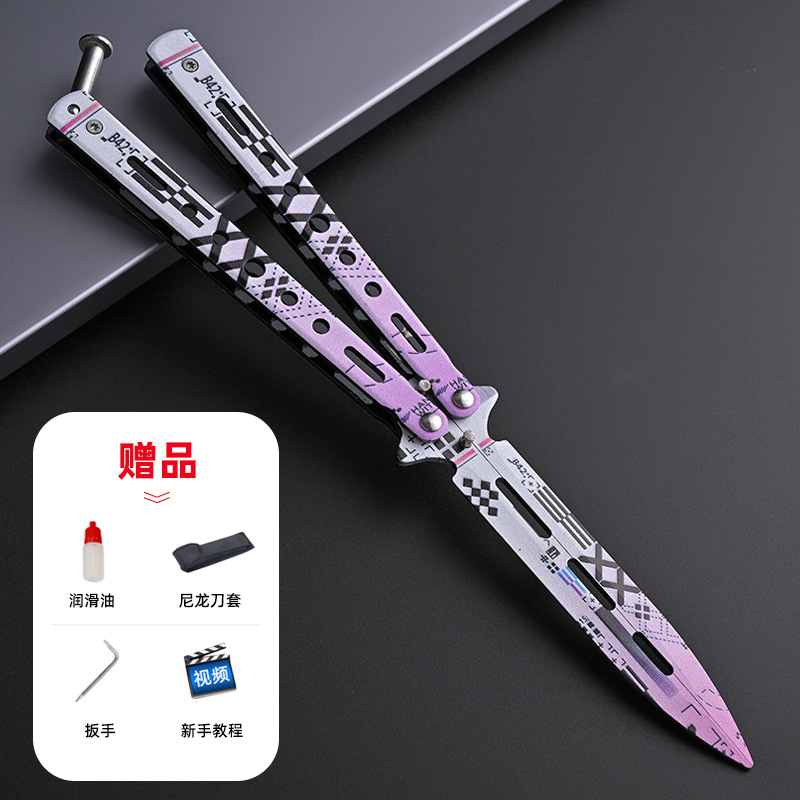 Butterfly Blade Classic csgo folding Sword, unedged practice self-defense, swinging hand toy, all-steel flower style training Butterfly Blade undefined