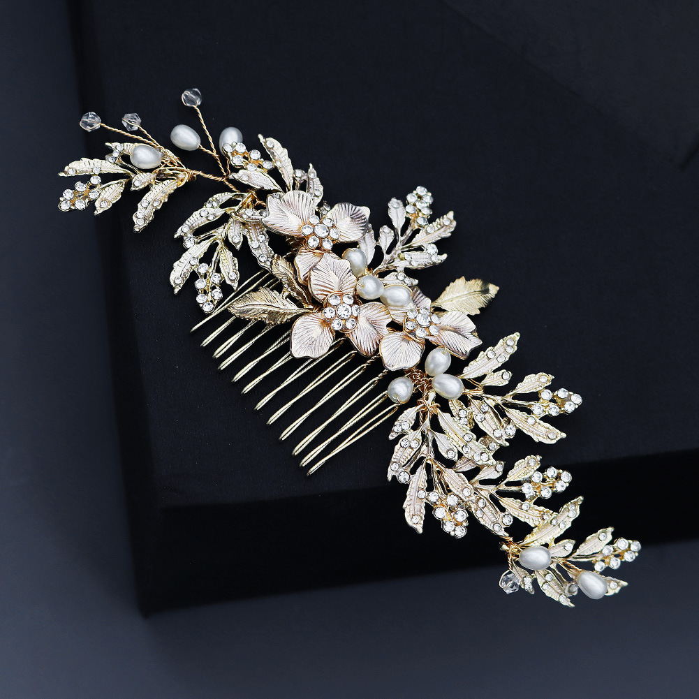 European and American wedding accessories, handcrafted pearl hair combs, flower and leaf hair ornaments, wedding gowns, evening gowns, updo hair combs, bridal flower and straw headwear full figure