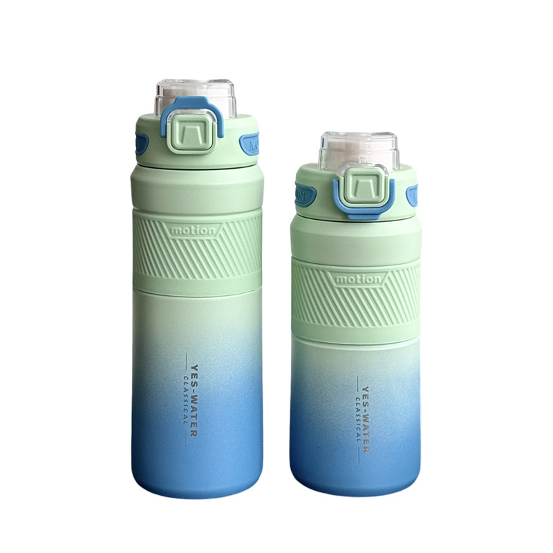Gradient color stainless steel insulated cup, outdoor high appearance level double-drinking cycling kettle, portable hand-held water cup manufacturer wholesale Item Picture