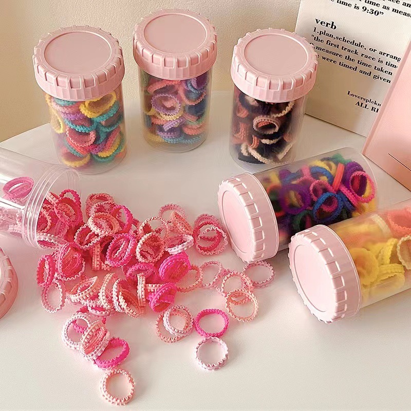 Children's candy-colored towel ring, 100-piece rubber band headwear, girls' hair tie ring, no hair damage for little girls Specification drawing