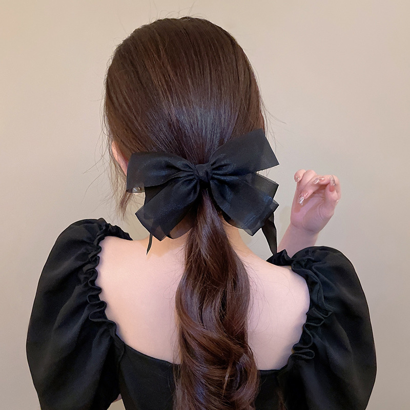 Bow, banana clip, vertical clip, high ponytail buckle, hair clip, back of the head, elegant headwear, elegant and fresh hair clip, hair accessory Specification drawing