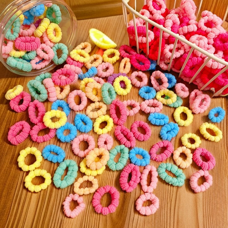 Colorful high-elasticity small towel bands for children to tie their hair without damaging it. Hair ties and rubber bands in ins high appearance level hair bands wholesale details Picture