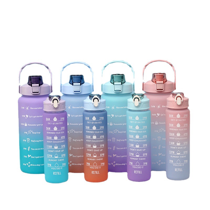 New best-selling sets of large and small cups, gradient cups, large-capacity plastic space cups, frosted gradient cups for foreign trade details Picture