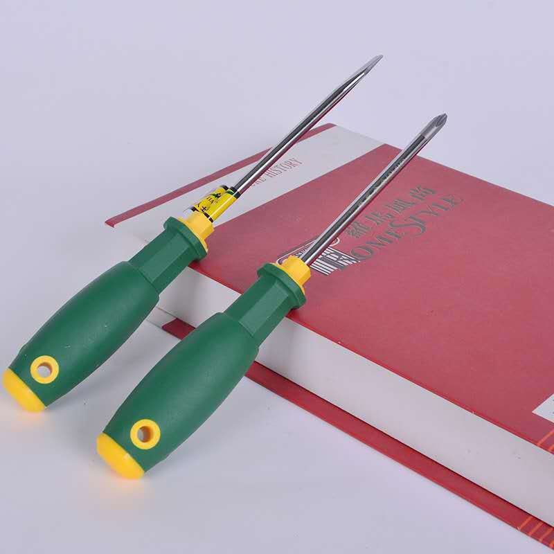 Wholesale of plum blossom screwdrivers, chrome-vanadium steel cross-head flat-head screwdrivers, green leather soft rubber handle screwdrivers from the manufacturer details Picture