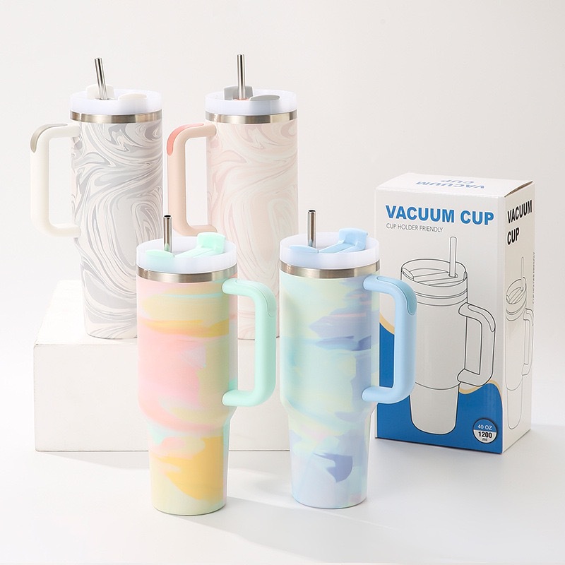 ZOCBOYO cross-border 304 stainless steel handle car cup, large-capacity paint-dyed and printed cold insulation car cup details Picture