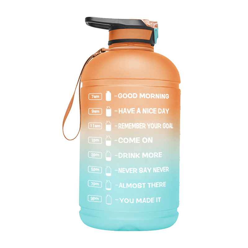 Amazon's best-selling two-color gradient 3.78L creative sports water bottle, 1-gallon printable plastic fitness large water bottle Specification drawing