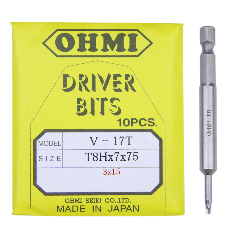 OHMI plum blossom screwdriver bits V-17T, T8Hx7x75/100, T10H, T15H, T20H Hollow with holes full figure