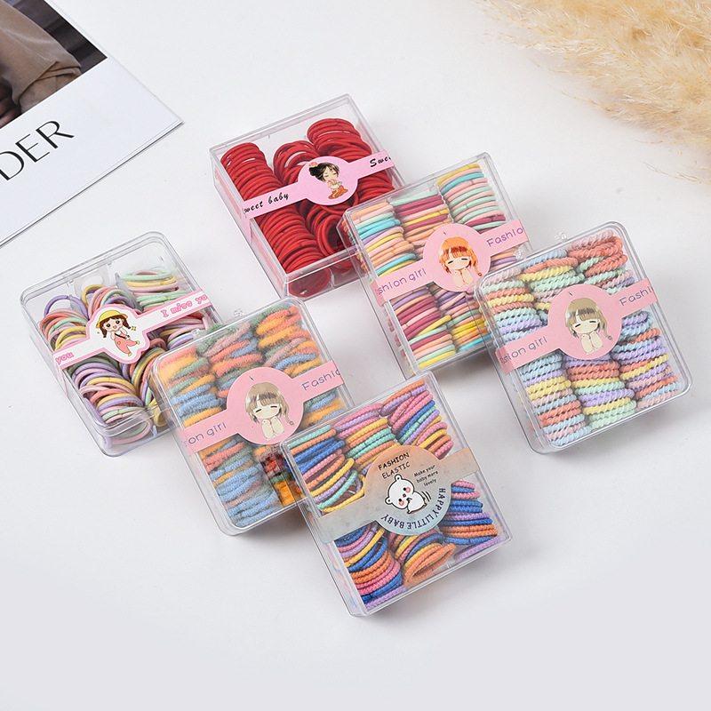 Children's rubber band box, children's hair tie, little girl rubber band, baby's hair tie won't hurt the thumb, girls' hair band details Picture