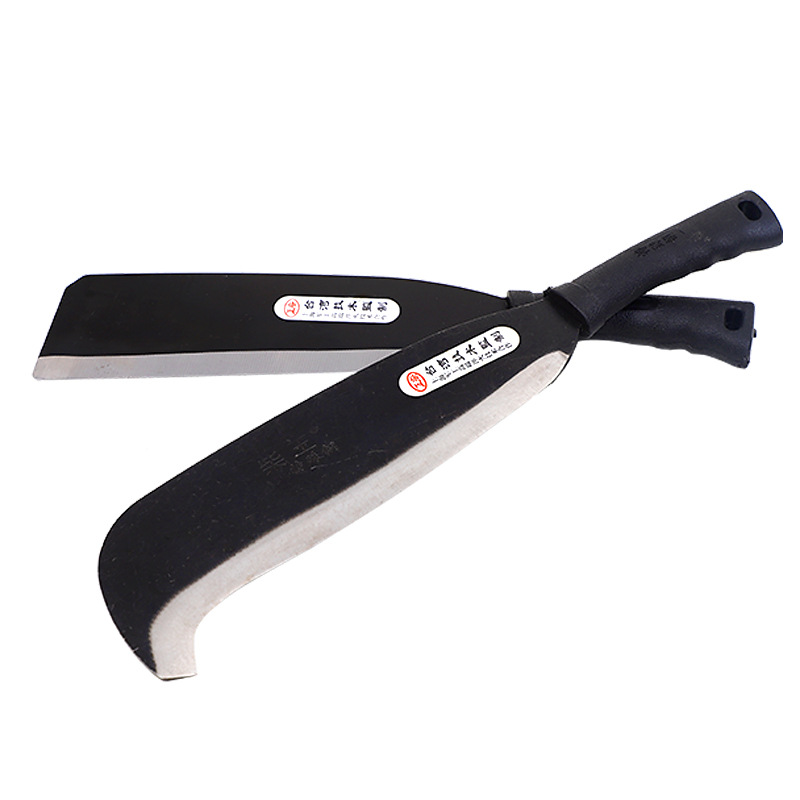 A sharp manganese steel plastic-handled agricultural firewood knife for outdoor firewood cutting and pruning fruit tree branches. A sickle Item Picture