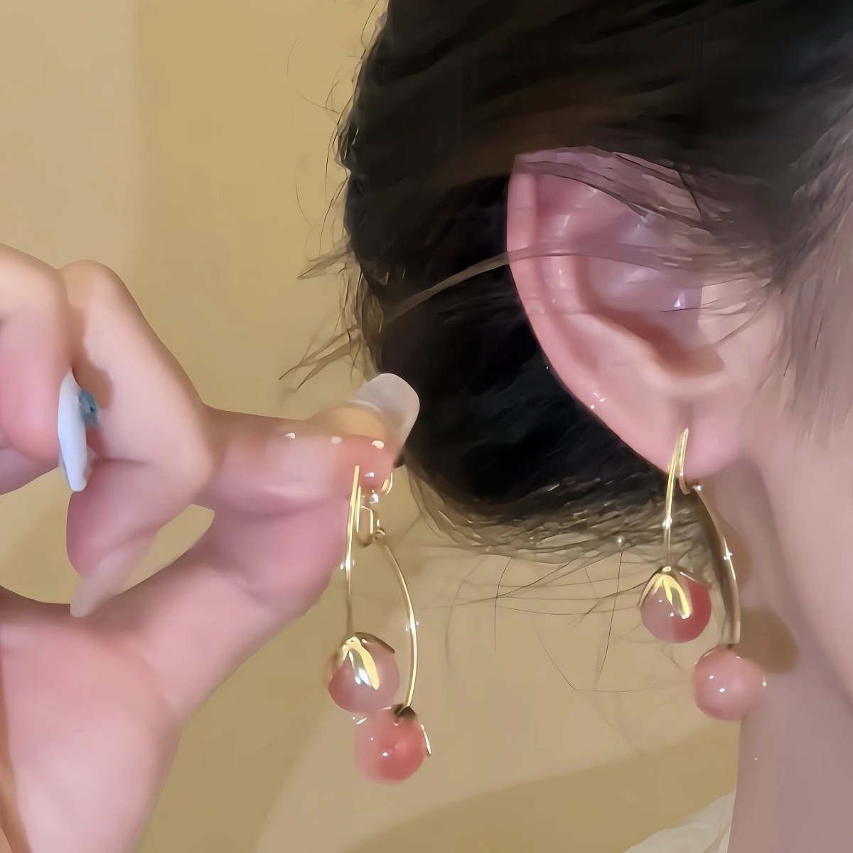 The niche design Cherry 925 silver needle earrings are light luxury and exquisite long earrings. They are super ethereal, sweet and cute, and elegant earrings Application Scenario