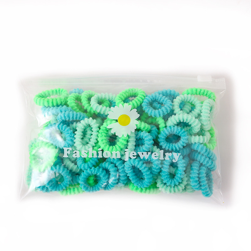 2.5cm colorful threaded towel band, high-elasticity hair tie, baby hair tie without damaging hair, small size children's hair band Item Picture
