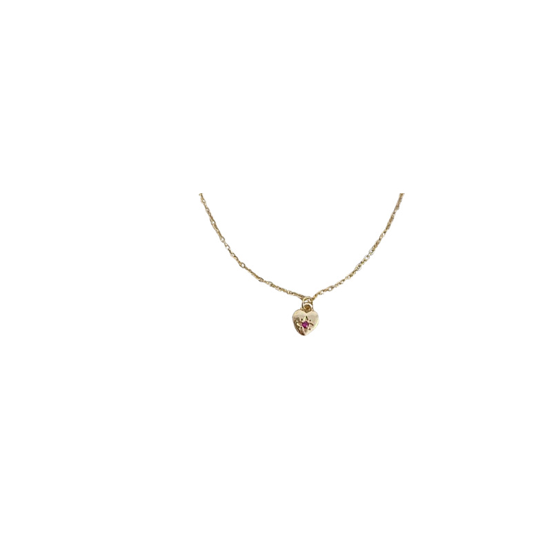 Zircon metal heart-shaped star pendant necklace, a unique, retro, versatile, simple and elegant neckchain collarbone chain for women Item Picture