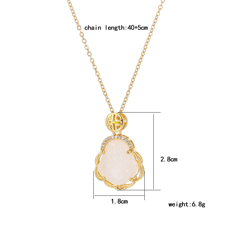 A simple and fashionable commuting titanium steel necklace with a small Buddha and Bodhisattva style, a light luxury collarbone chain with a unique female charm, and a must-have accessory for Internet celebrities Item Picture