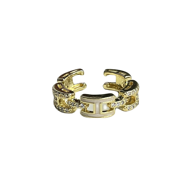 Minimalist and unique letter heart drop glaze open ring for women, light luxury, trendy and versatile, elegant and exquisite layered ring Item Picture