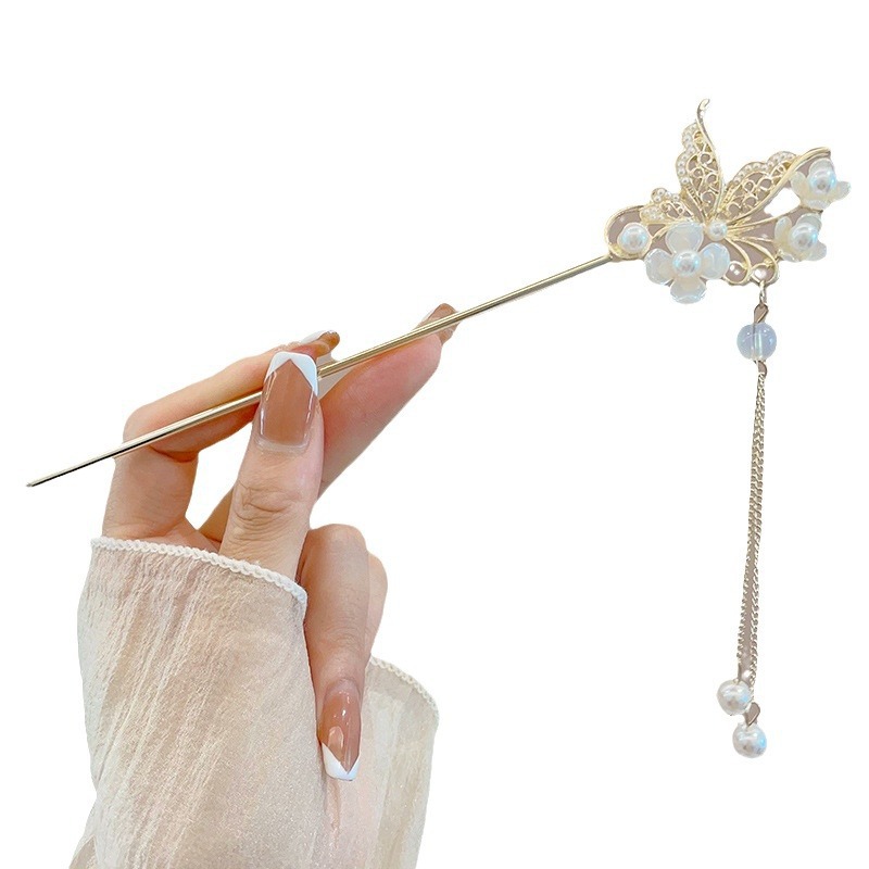 2024 New style hairpins: Ancient and high-end hairpins, new Chinese-style hairpins, simple and modern wooden hairpins, updo hairpins, jade hairpins for women Item Picture