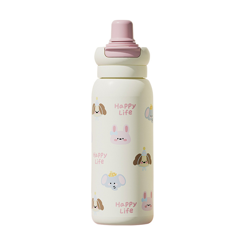 High appearance level, cute and fun ladies, ceramic student, large capacity double-drinking straw, convenient car insulated cup, tea cup Item Picture