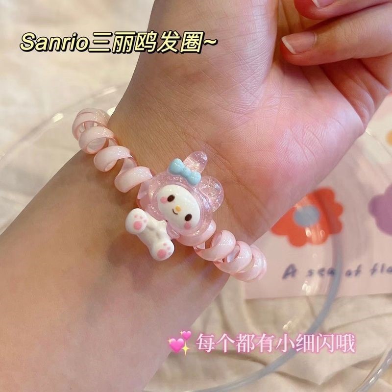 Sanrio's new cartoon hair tie, telephone line, small rubber band, ins cute and sweet girl hair tie headwear Application Scenario