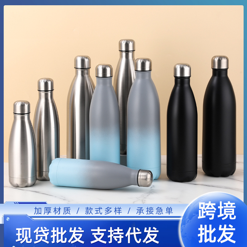 Wholesale of 304 stainless steel insulated cups, creative vacuum double-layer cola bottles, large-capacity men's and women's outdoor sports water bottles full figure