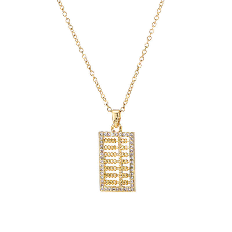 A fashionable new micro-studded abacus pendant titanium steel necklace, a trendy and individualized luxury collarbone chain for women on Instagram Item Picture
