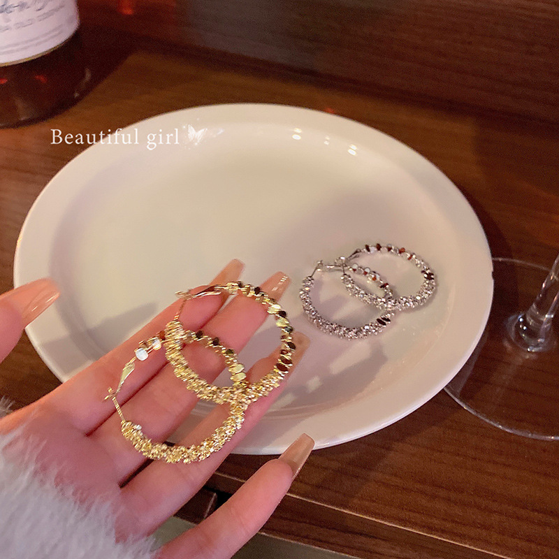 Silver circular geometric earrings for women, exuding a light luxury and high-end charm, with a simple and versatile personality. Wholesale of best-selling earrings full figure