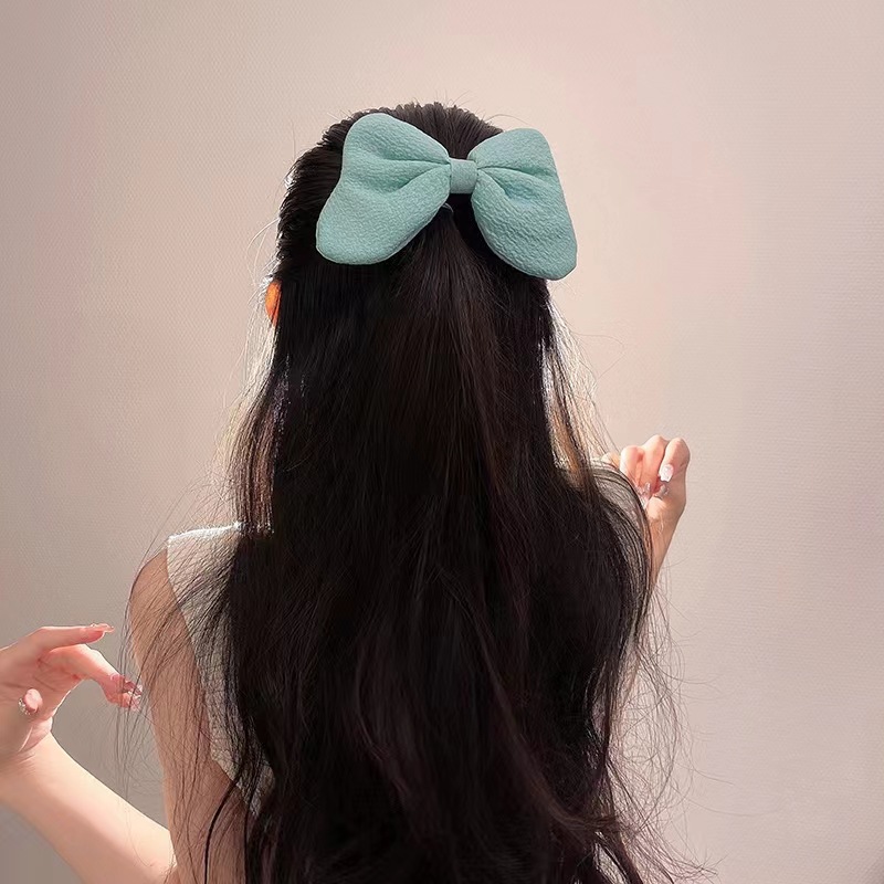 High-scoring bow hairpin top clip, princess head sponge high ponytail spring clip, elegant and versatile hairpin and hair accessory for Internet celebrities details Picture