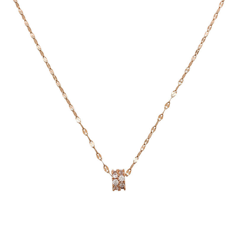 A popular and trendy 18k rose gold collarbone chain for women on Douyin, featuring a simple diamond ball and a slender waist Item Picture