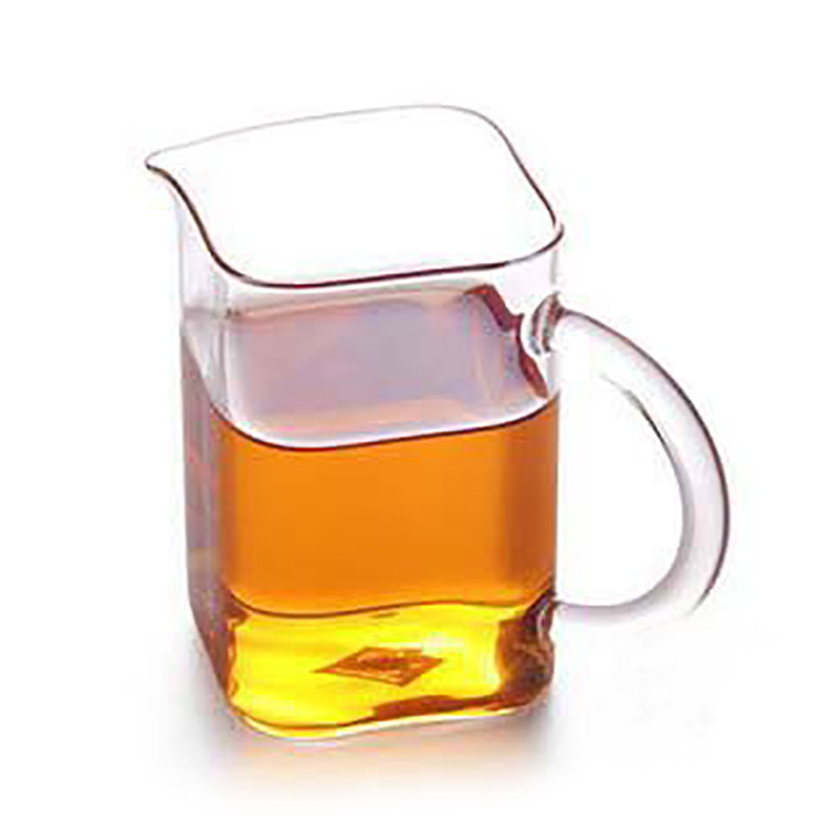 Wholesale hand-blown high borosilicate glass tea sets, tea sea square fair cups with handles, tea dispensers, and household reception cups Item Picture