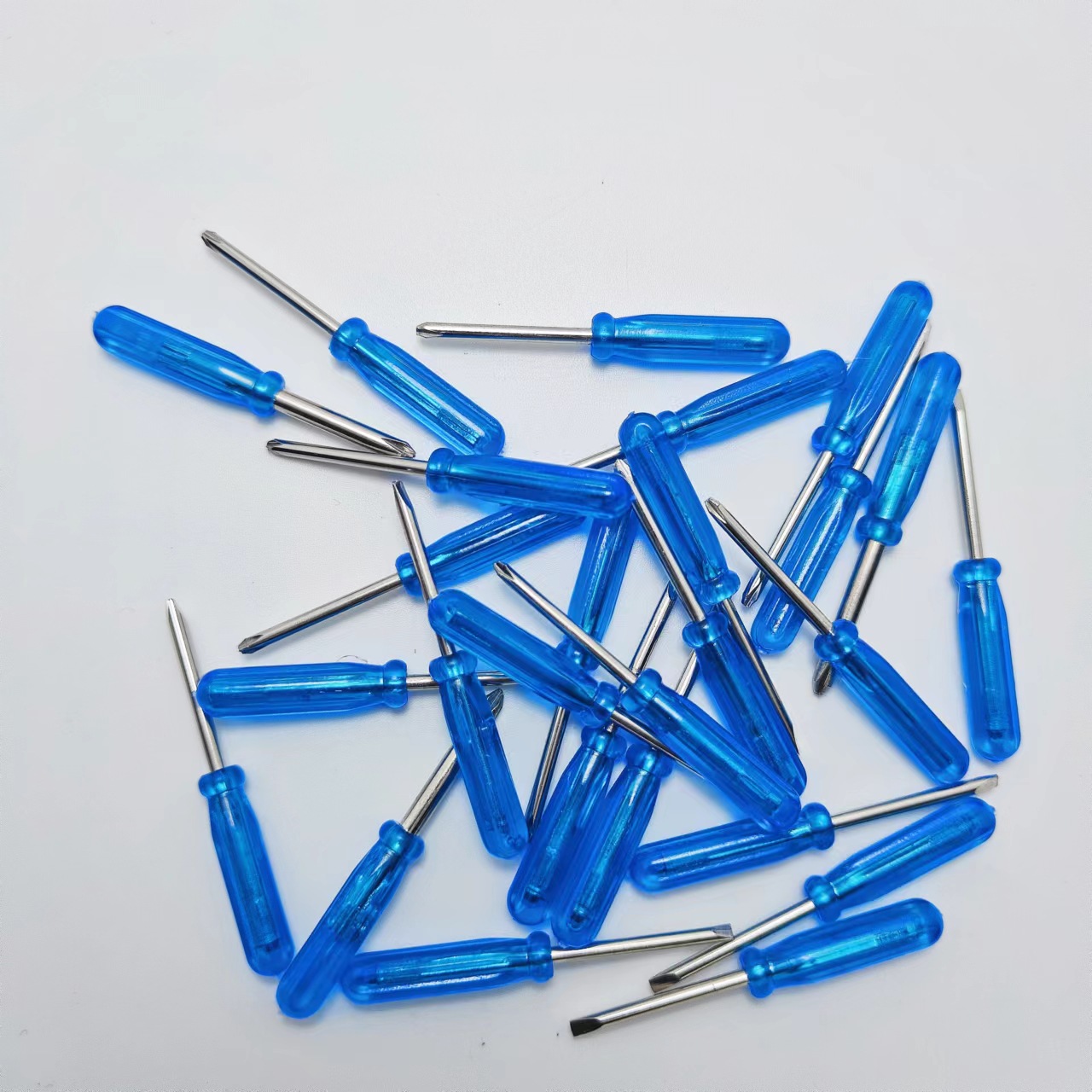 Mini screwdriver, small screwdriver, cross-shaped, micro blue crystal screwdriver, transparent handle, small screwdriver toy full figure
