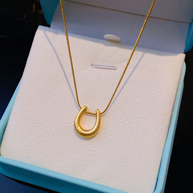 European and American stainless steel hollow horseshoe snake bone necklace for women, a niche and elegant light luxury collarbone chain, a popular and non-fading accessory Application Scenario