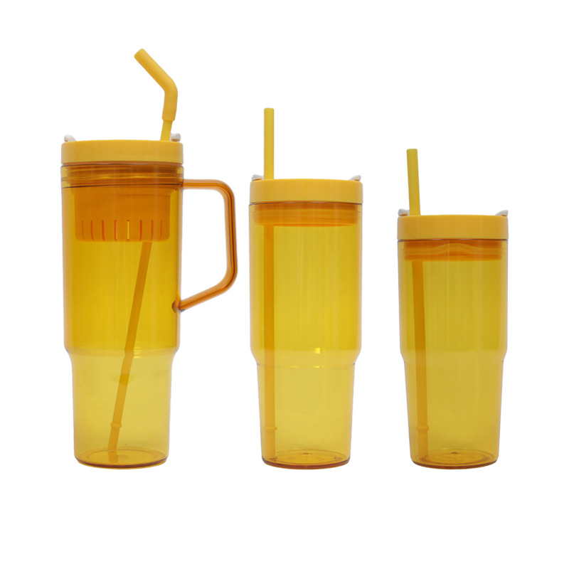 2025 Cross-border New 40oz handle car cup Beer mug three-piece set Portable with straw plastic handle cup Specification drawing