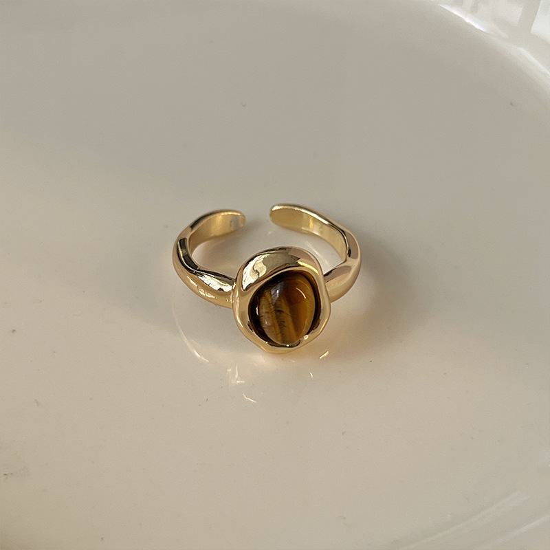 Tiger's eye open ring for women, high-end, niche design, fashionable index finger ring, retro, unique and distinctive, ring for men Item Picture
