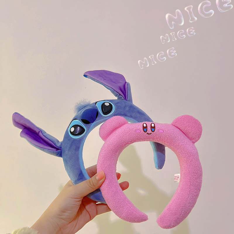 Star Kirby Stitch plush headband, cute Internet celebrity girl cartoon facial mask, makeup hair band, hair accessory full figure