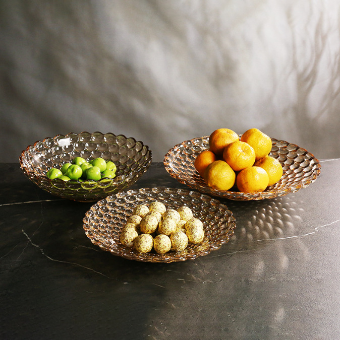 European-style glass fruit platter, creative glass fruit platter for home living room, fruit platter, fruit basket, snack salad, fruit platter wholesale Specification drawing